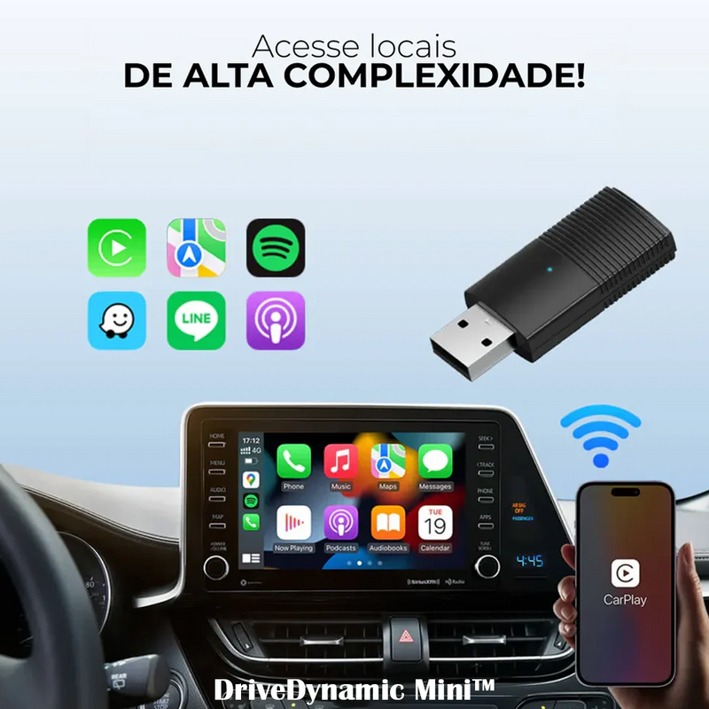 Adaptador Sem fio CarPlay/Android Auto para Multimídia - DriveDynamic Mini™ [PROMOÇÃO LIMITADA]