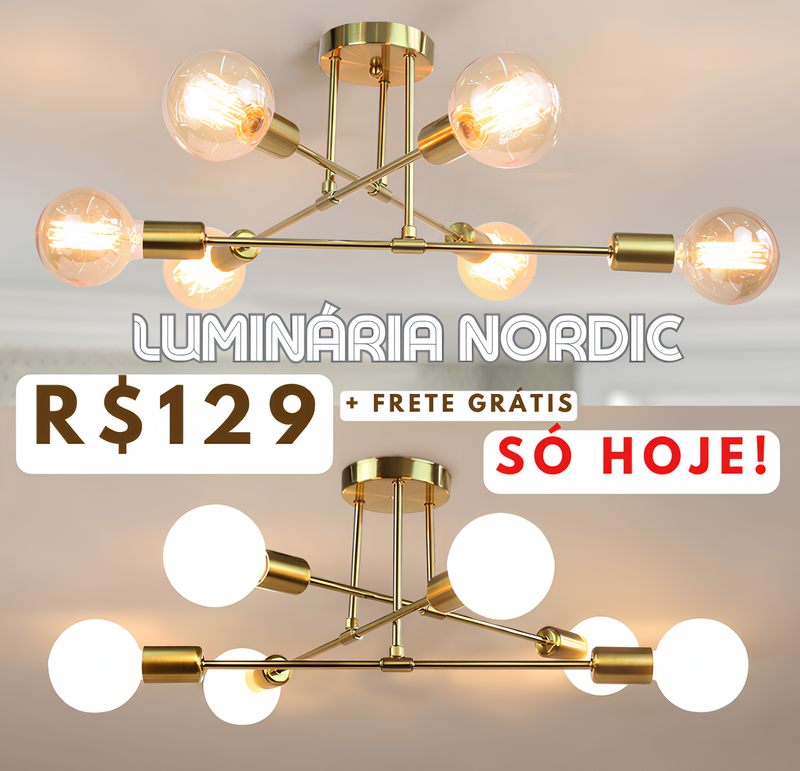 Lustre de Teto Minimalista  - Nordic Home - Somente hoje no Aniversário da loja [07/03] Últimas horas!