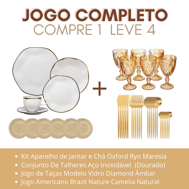 Aparelho de Jantar Americano Diamond + Faqueiro + Taças | (SOMENTE HOJE) + [FRETE GRÁTIS + 69% OFF] SÓ HOJE PREÇO DE ANIVERSÁRIO