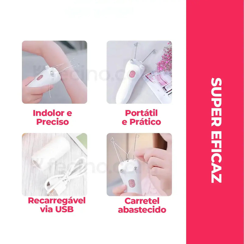 DepiLine® - Depilador Egípcio com Linha 100% Elétrico Recarga USB (Kit Completo + Brinde Exclusivo)