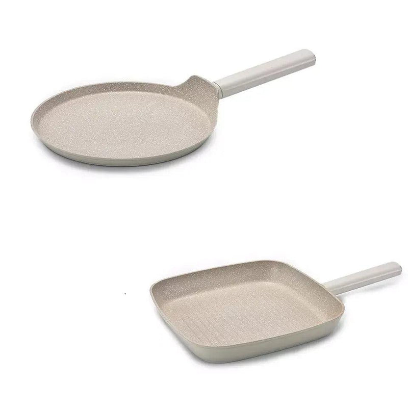 Conjunto de  Panelas Antiaderentes Ceramic  Vanilla + Utensílios em Silicone