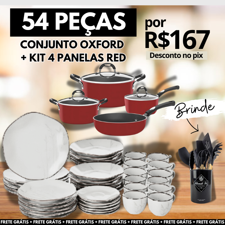 Jogo de Jantar Americano + Kit RED + Utensílios | (SOMENTE HOJE) + [FRETE GRÁTIS + 69% OFF] SÓ HOJE