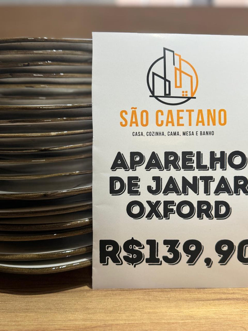 Aparelho de Jantar Oxford 54Pcs + Taças Diamond + Copos Cristal + Faqueiro