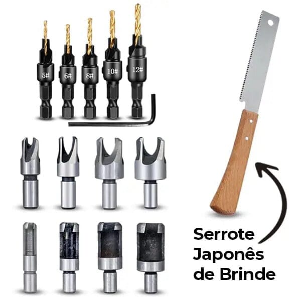 Kit Brocas Para Fazer Cavilha + Escareador + Serrote de Brinde